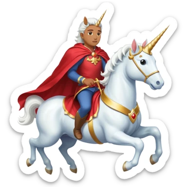 Man wearing a cape and riding a unicorn  sticker