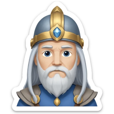 Odin, Wisdom God from Norse Mythology with long white hair, blue and grey outfit sticker