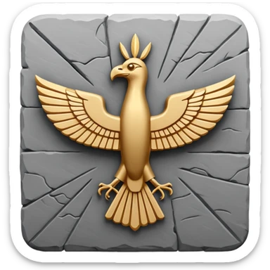 Minimal Faravahar-inspired ancient glyph,
Unicode-like pictogram similar to 𓄂𓆃,
abstract, single-symbol design,
monochrome, flat,
ancient carved sign,
no background, no text sticker