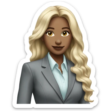 Blonde long hair Tiffany diamond seller in a grey suit sticker