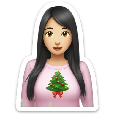 Asian Girl obsessed with christmas sticker