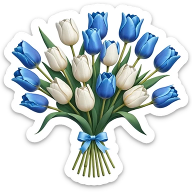 Blue and white tulip bouquet  sticker