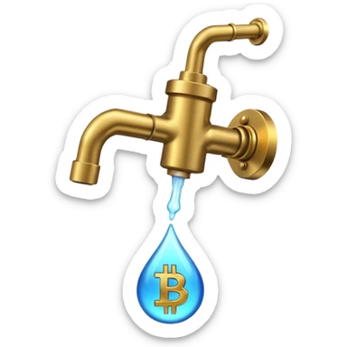 crypto currency symbol  named CryptoTap think more a tap or faucet  now add more about cryptocurrencyis sticker