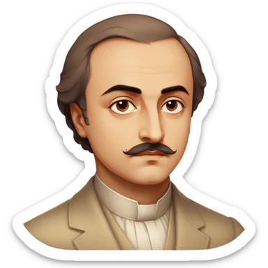 Cinematic Realistic Khalil Gibran Portrait Emoji, depicted as a poetic visionary with gentle thoughtful eyes in classic attire, rendered with soft textures and warm ethereal lighting that captures his literary spirit. sticker