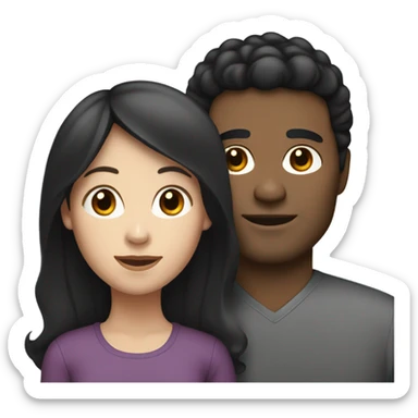 Couple, white woman, brown man with black hair, mixed race daughter with black hai sticker