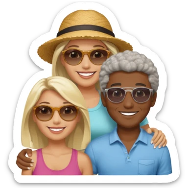 Black man salt n pepper hair with younger blonde  both smiling on beach  make the guys hair shorter n darker sticker