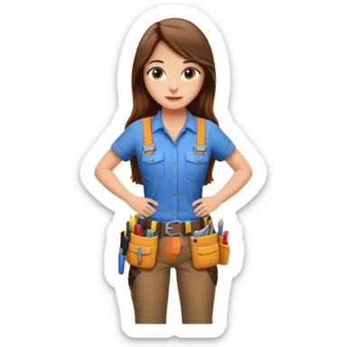 beautiful girl with long brown hair constructing new lounge room area with tv and couch sticker