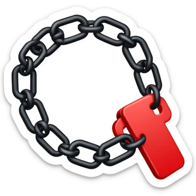 iOS sticker, broken chain, black links, red break, minimal sticker