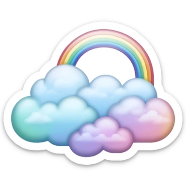 A pastel rainbow-tinted cloud drifting softly sticker