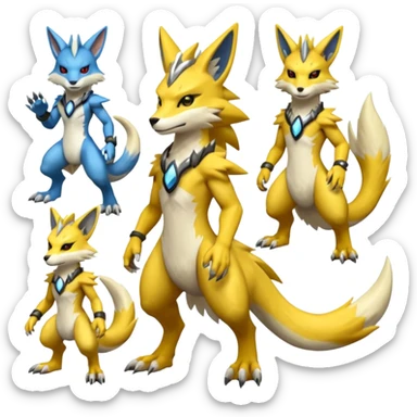 Ratchet-Lombax-Vernid-Zeraora-Renamon-Sergal-fusion, full body  sticker