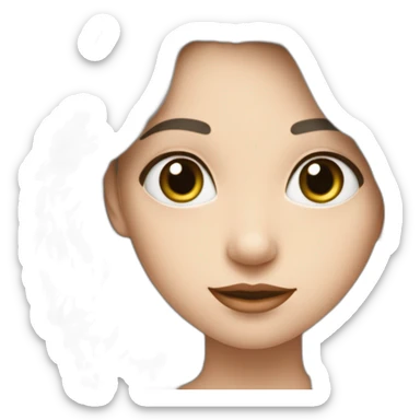 Une fille à la peau blanche avec les yeux verts les cheveux châtains long ondulés et détaché sticker