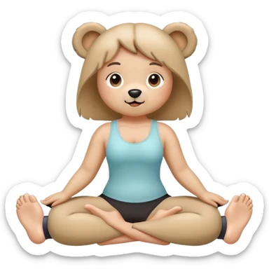 cute bear and beige pack for pilates girl sticker