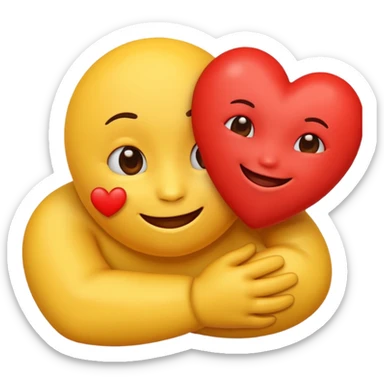 make a cute emoji hugging a heart, to show love/care sticker