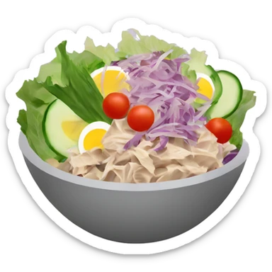 Tuna salad with cabbage purple carrot cucumber  Tomatoes mustard  sticker
