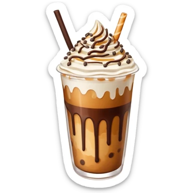 iced caramel macchiato with chocolate caramel drizzle sprinkles on cold foam sticker