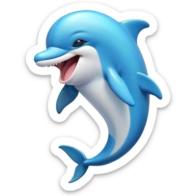 Cinematic Cute Yawning Dolphin Portrait Emoji, Head tilted slightly with a dramatic, wide-open yawn, showcasing a sleek, streamlined body with softly curved contours and drowsy, half-closed eyes, Simplified yet irresistibly adorable features, highly detailed, glowing with a soft, cozy oceanic glow, high shine, relaxed yet expressive, stylized with a dash of whimsical aquatic charm, soft glowing outline, capturing the essence of a drowsy yet affectionate dolphin that appears ready to stretch out and yawn its way out of the screen! sticker