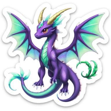 Void-Black Star-Dusted Night-Shimmered Cosmic-Winged Draconic Noivern-Rayquaza-Lunala creature (full body) sticker