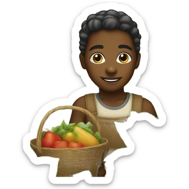 Young African American picking crops from a field  sticker