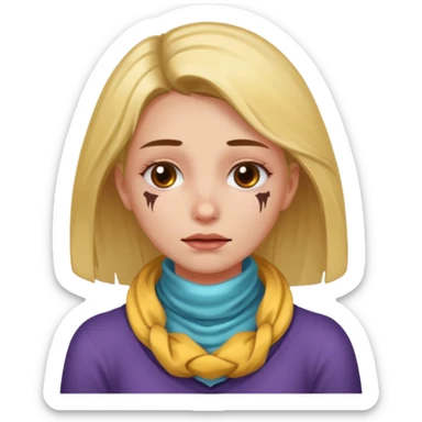 A girl with a dying face with two hands around her neck sticker