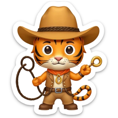Tiger cowboy with hat and lasso sticker