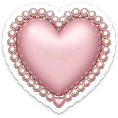 Pale pink heart with pale pink pearls around it  sticker