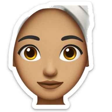 a hispanic girl with long black straight hair with red blush cheeks and mid eyelashes and a lil tan sticker