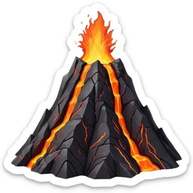 A volcano peak glowing with orange lava cracks. sticker