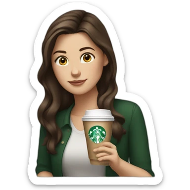 brunette white girl drinking starbucks sticker