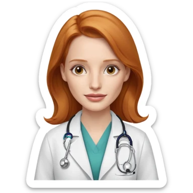 Jessica Chastain, as a dcotor sticker