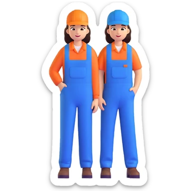 factory worker in blue overalls sticker