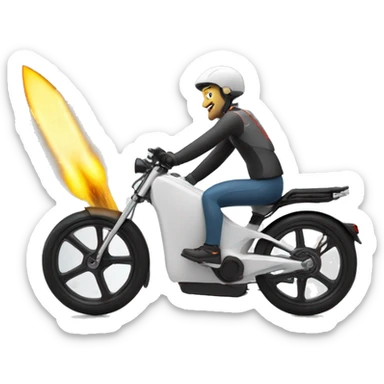 e-bike launching like a rocket with fie at the back sticker