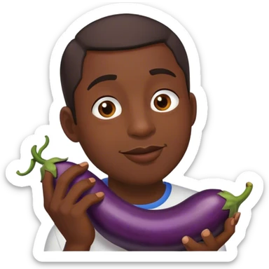Black man eating eggplant sticker