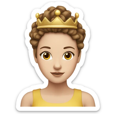 white girl with a crown and brown hair sticker