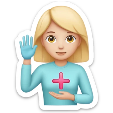 Smart health assistant emoji logo, human silhouette + pulse line, simple vector, soft colors sticker