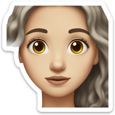 Girl, sickly pale skin, hazel eyes, super dark brown wavy hair sticker