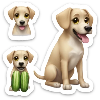 A girly dog with cucumber on his eyes sticker
