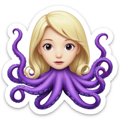 Pulpo rodeando a chica rubia con sus tentáculos sticker