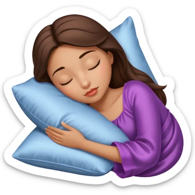 sleeping beauty brunette brown girl with a silk pillow sticker