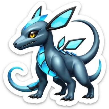 Shiny Futuristic Dusclops-Dusknoir-Salandit-Glaceon-Fakémon-hybrid-creature (full body)  sticker