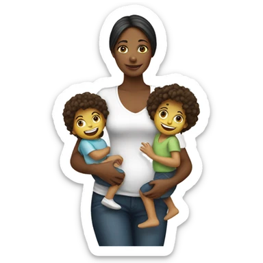 Mother with 3 children white sticker