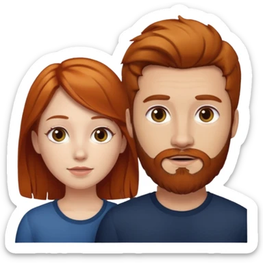 👩🏼‍❤️‍👨🏽 Something like this, but make the guy more lighter and give the girl a bit more red hair like ginger style make the guy have dark brown hair, same with the beard and add her in the middle top sticker
