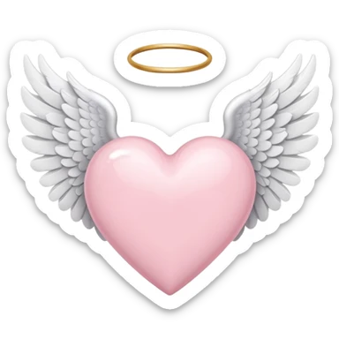 Light pink heart with white angel wings sticker