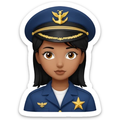 Girl navy sailor black hair brown skin with eyes dark brown sticker