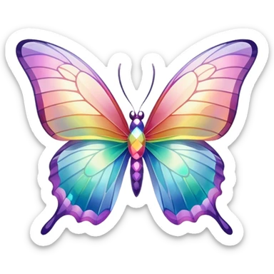 Pastel sparkly glittery iridescent rainbow crystal butterfly sticker