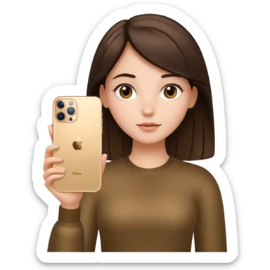 brunette girl holding iphone 16 pro max gold sticker