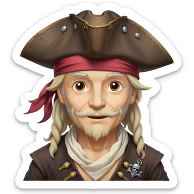 Clash of Clans aesthetic: Beautiful and Majestic Pirate Portrait Emoji, Rendered in serene confidence with a gentle, enigmatic smile and a regal tricorn hat, showcasing a distinguished, weathered build with a timeless bandana and soft, wise eyes in natural skin tone, Simplified yet exquisitely endearing features, highly detailed, glowing with a soft, drowsy maritime light, high shine, calm and heroic, stylized with an air of legendary seafaring elegance, soft glowing outline, capturing the essence of a majestic pirate whose noble spirit inspires epic adventures! sticker