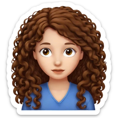 girl with long curly brown hair  sticker