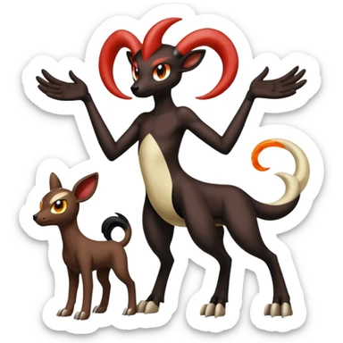 Darkrai-Houndoom-Crelly-Filian-Vedal-Meloetta-Fakémon-creature-hybrid-fusion, full body sticker