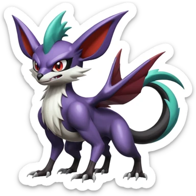 Shiny Noibat-Noivern-Mightyena-Silvally-Fakémon-hybrid-creature (full body)  sticker