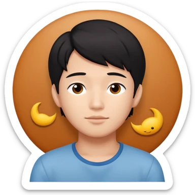 asian black haired boy dreams of redhead girlfriend sticker